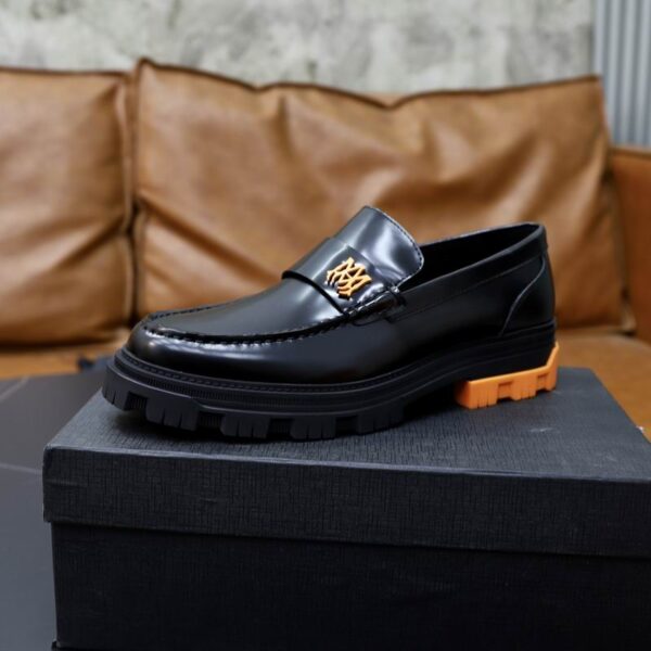 Amiri Black Leather Penny Loafers with Chunky Sole - Image 2