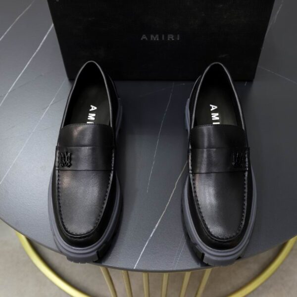 Amiri Black Leather Penny Loafers with Chunky Sole - Image 6