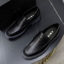 Amiri Black Leather Penny Loafers with Chunky Sole