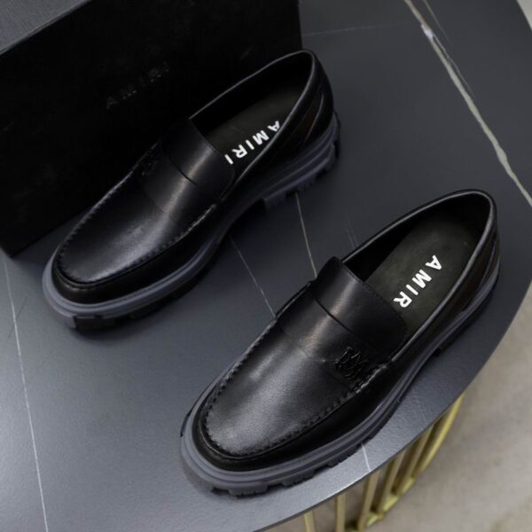 Amiri Black Leather Penny Loafers with Chunky Sole - Image 5