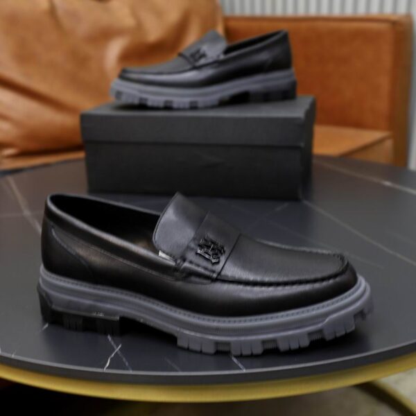 Amiri Black Leather Penny Loafers with Chunky Sole - Image 4