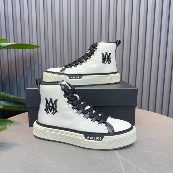 Amiri Canvas High-Top Sneakers in White with Black Accents - Image 3