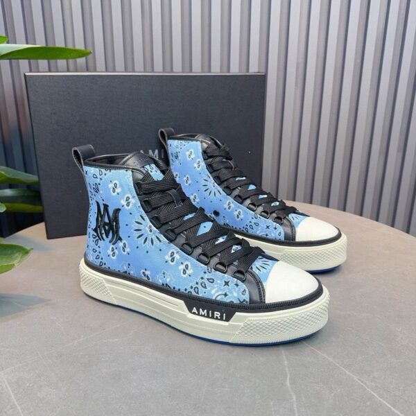 Amiri Court High Bandana Print High-Top Sneakers in Blue - Image 6