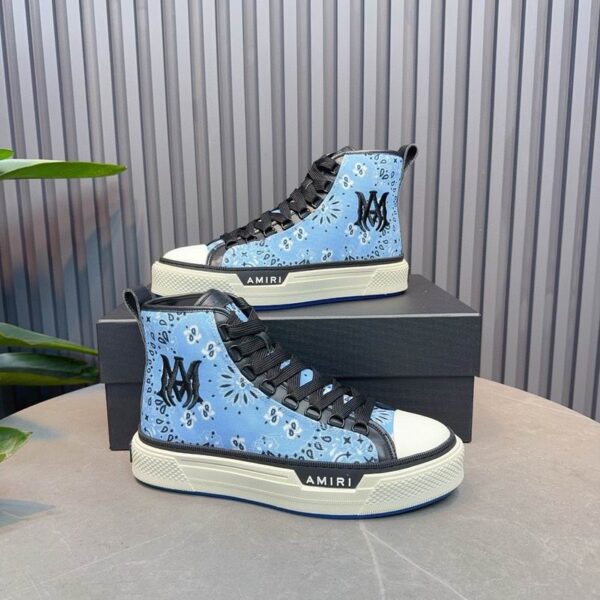 Amiri Court High Bandana Print High-Top Sneakers in Blue - Image 4
