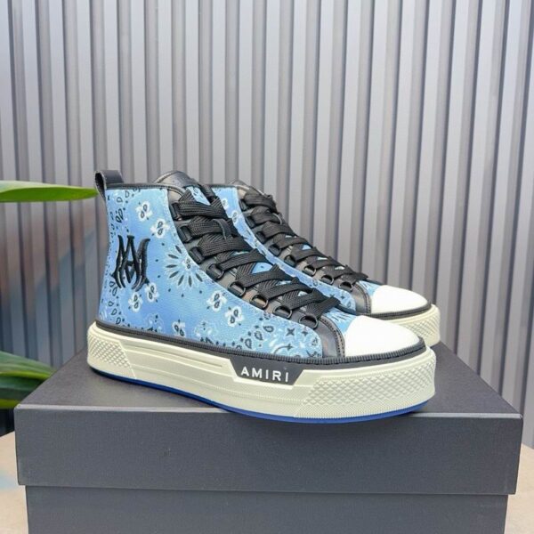 Amiri Court High Bandana Print High-Top Sneakers in Blue - Image 3