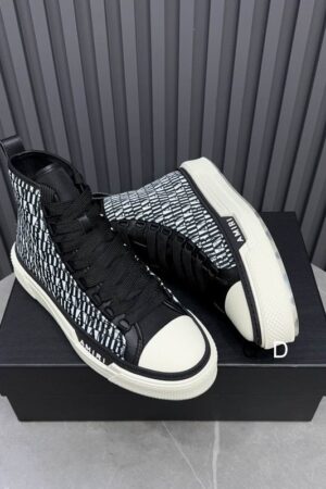 Amiri Court High-Top Sneakers in Black and White