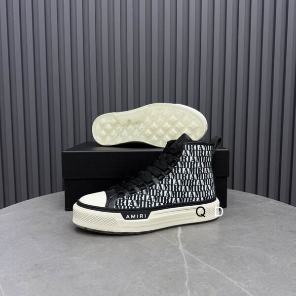 Amiri Court High-Top Sneakers in Black and White - Image 5