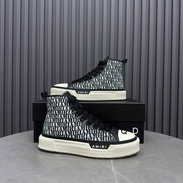 Amiri Court High-Top Sneakers in Black and White - Image 3