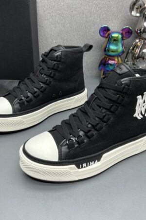Amiri High-Top Sneakers in Black with White Logo.