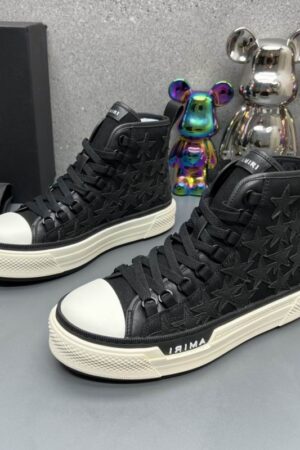 Amiri High-Top Sneakers in Black with White Sole.
