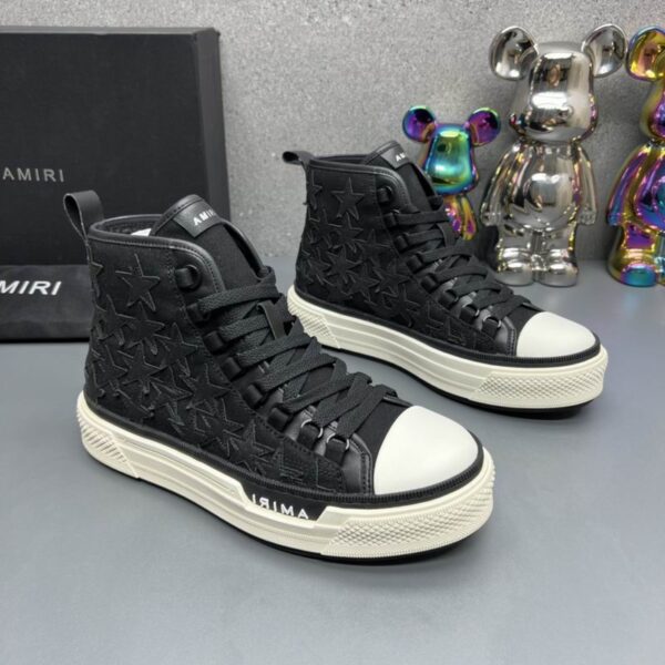 Amiri High-Top Sneakers in Black with White Sole. - Image 2
