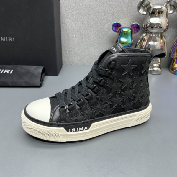 Amiri High-Top Sneakers in Black with White Sole. - Image 4
