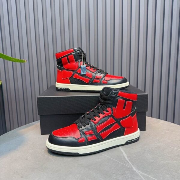 Amiri High-Top Sneakers in Red and Black with White Sole. - Image 6