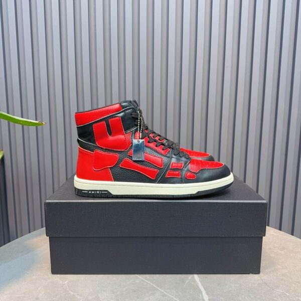 Amiri High-Top Sneakers in Red and Black with White Sole. - Image 5