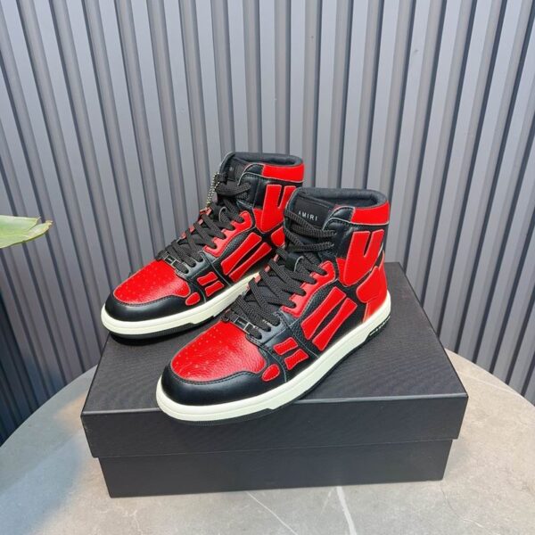Amiri High-Top Sneakers in Red and Black with White Sole.