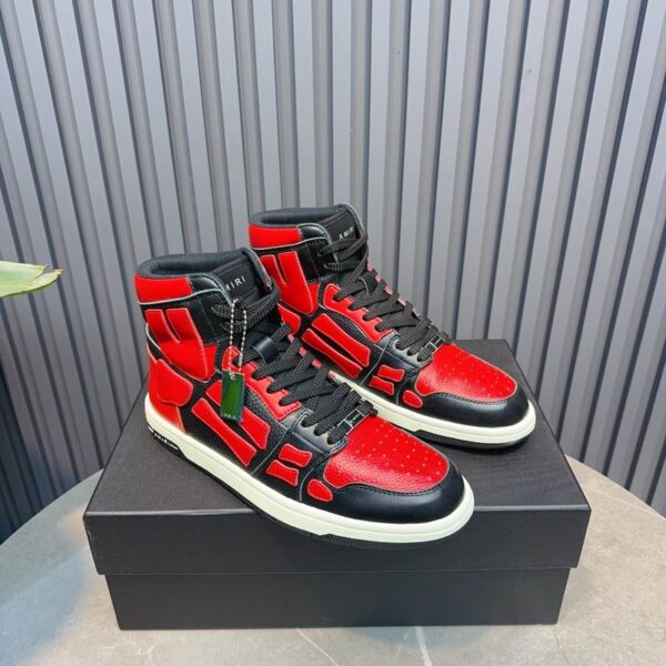Amiri High-Top Sneakers in Red and Black with White Sole. - Image 3