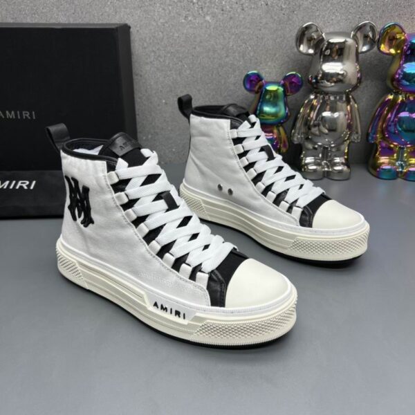 Amiri High-Top Sneakers in White with Black Logo