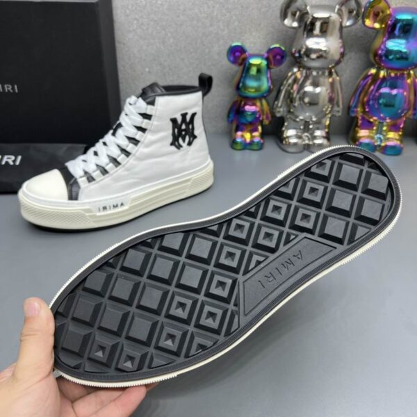 Amiri High-Top Sneakers in White with Black Logo - Image 7