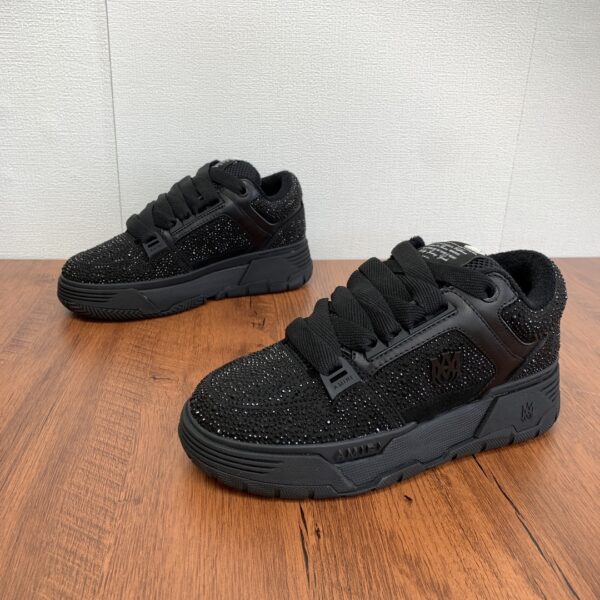 Amiri MA-1 Crystal-Embellished Low-Top Sneakers in Triple Black