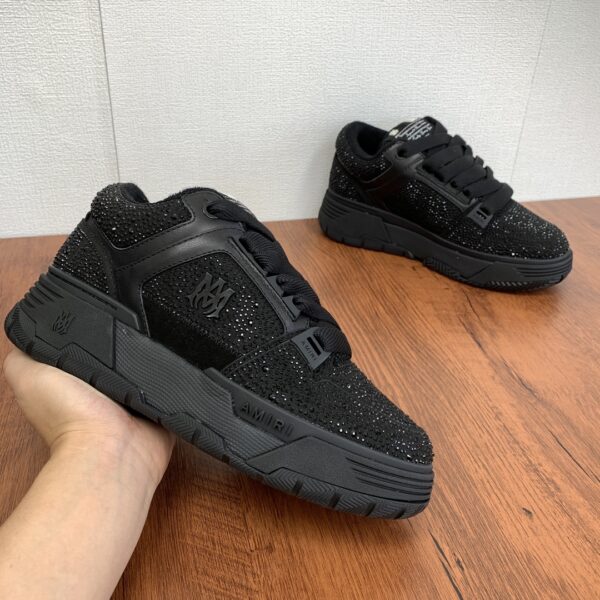 Amiri MA-1 Crystal-Embellished Low-Top Sneakers in Triple Black - Image 5
