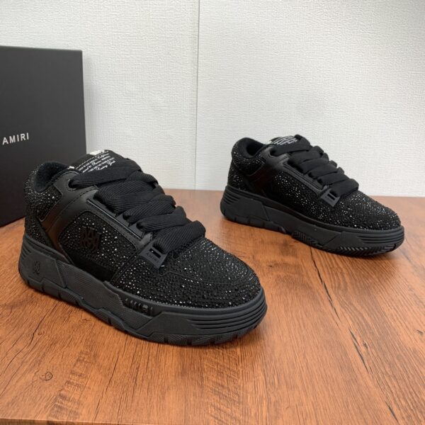 Amiri MA-1 Crystal-Embellished Low-Top Sneakers in Triple Black - Image 4