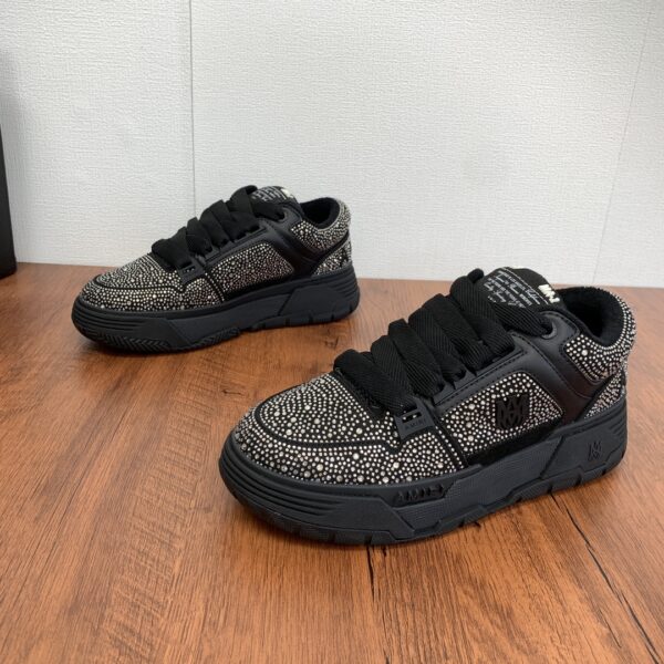 Amiri MA-1 Embellished Low-Top Sneakers in Black with Crystals