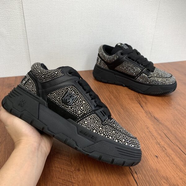 Amiri MA-1 Embellished Low-Top Sneakers in Black with Crystals - Image 5