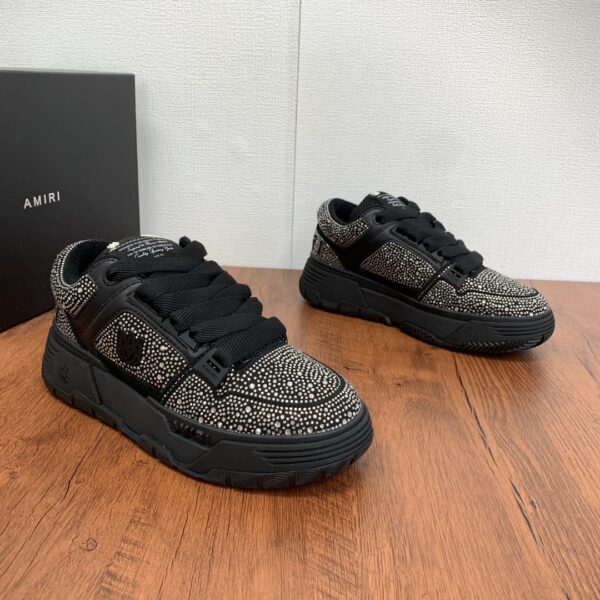 Amiri MA-1 Embellished Low-Top Sneakers in Black with Crystals - Image 4