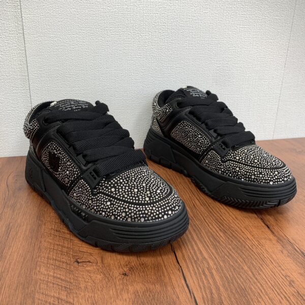 Amiri MA-1 Embellished Low-Top Sneakers in Black with Crystals - Image 3