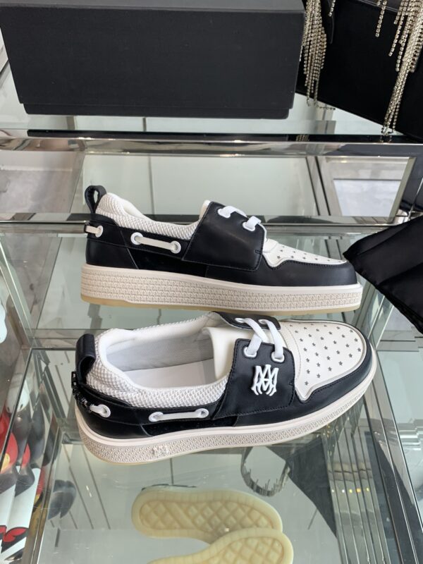 Amiri MA-1 Lace-Up Sneakers in Black and White Leather - Image 4
