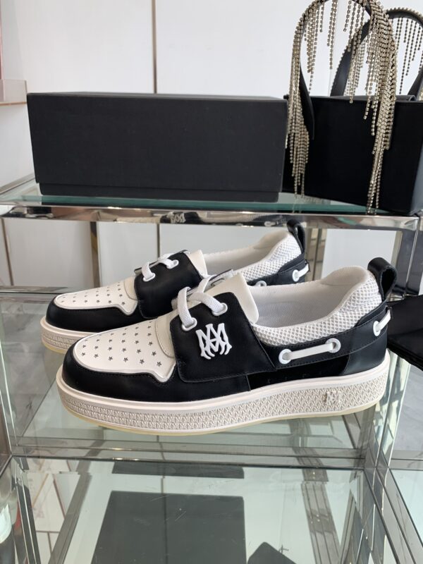 Amiri MA-1 Lace-Up Sneakers in Black and White Leather - Image 3