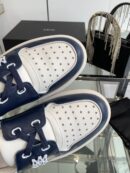 Amiri MA-1 Lace-Up Sneakers in Navy Blue and White Leather