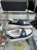 Amiri MA-1 Lace-Up Sneakers in Navy Blue and White Leather