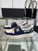 Amiri MA-1 Lace-Up Sneakers in Navy Blue and White Leather