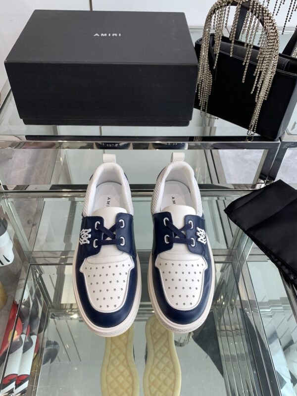 Amiri MA-1 Lace-Up Sneakers in Navy Blue and White Leather