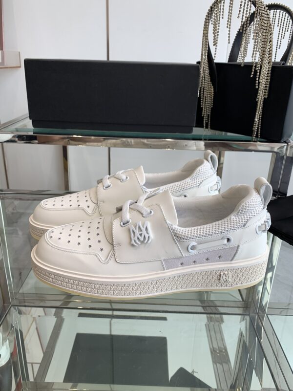 Amiri MA-1 Lace-Up Sneakers in White Leather - Image 3