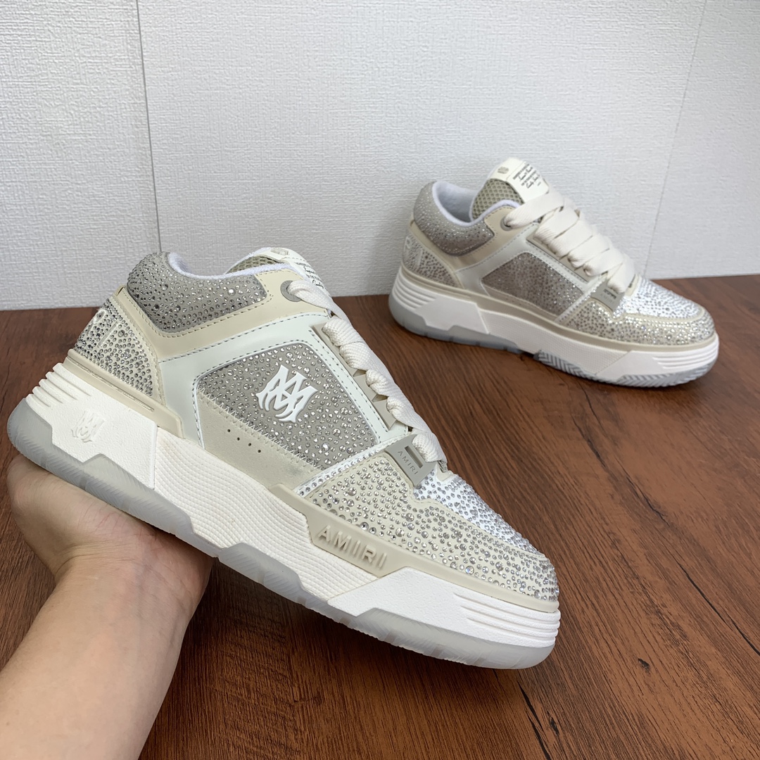 Amiri MA-1 Low-Top Sneakers in Black and White Leather - Image 5