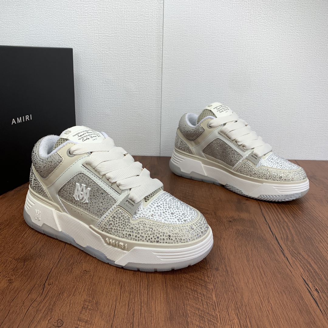 Amiri MA-1 Low-Top Sneakers in Black and White Leather - Image 4