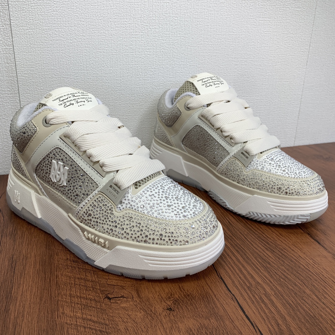 Amiri MA-1 Low-Top Sneakers in Black and White Leather - Image 3