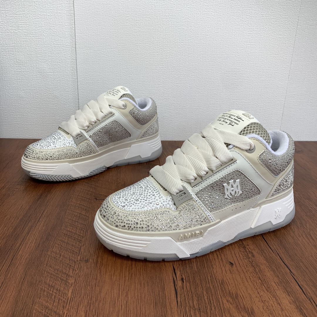 Amiri MA-1 Low-Top Sneakers in Black and White Leather