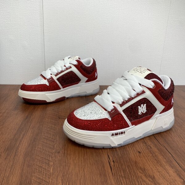 Amiri MA-1 Low-Top Sneakers in Burgundy Glitter Mesh