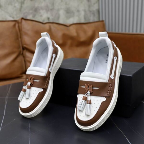 Amiri MA-1 Tassel Hybrid Loafers in Brown and White Leather - Image 6