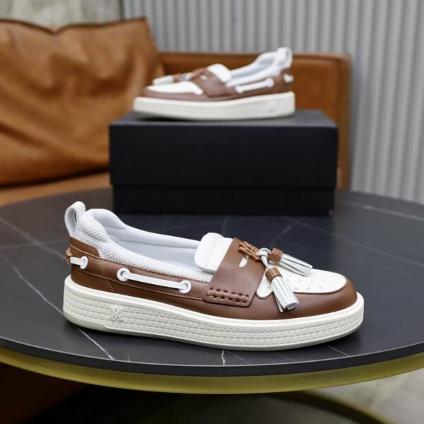 Amiri MA-1 Tassel Hybrid Loafers in Brown and White Leather - Image 4