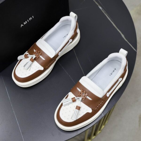 Amiri MA-1 Tassel Hybrid Loafers in Brown and White Leather - Image 3