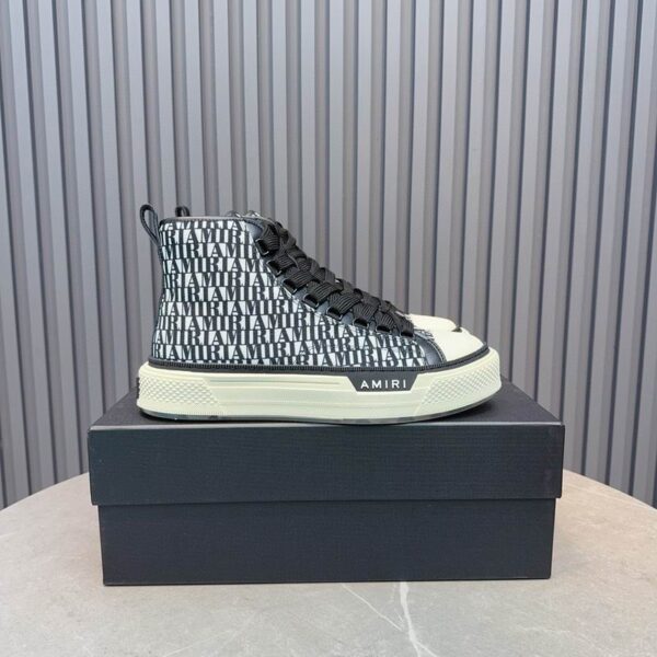 Amiri MA Court High-Top Sneakers with Print in Black and White