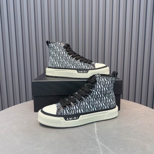 Amiri MA Court High-Top Sneakers with Print in Black and White - Image 6