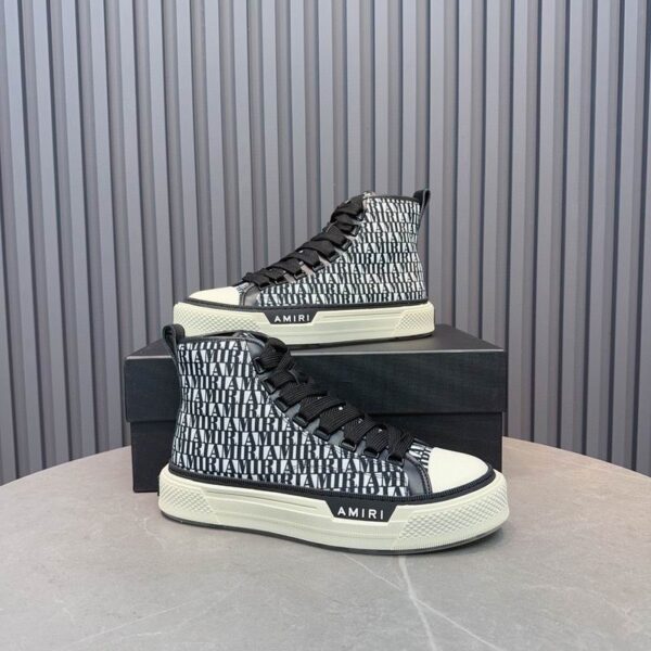 Amiri MA Court High-Top Sneakers with Print in Black and White - Image 5