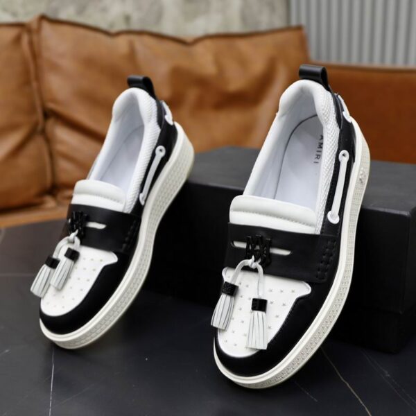 Amiri MA Tassel Hybrid Loafers in Black and White Leather - Image 6