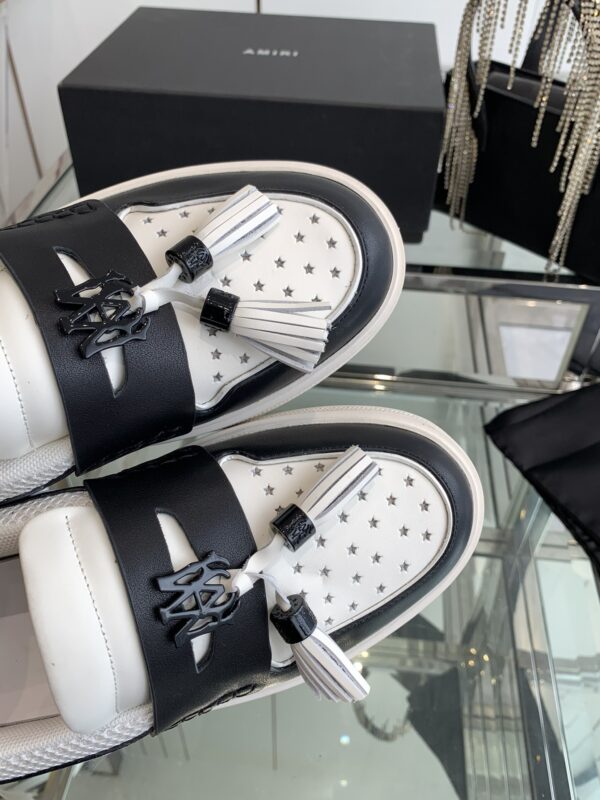 Amiri MA Tassel Hybrid Loafers in Black and White Leather. - Image 6