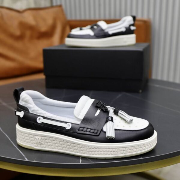 Amiri MA Tassel Hybrid Loafers in Black and White Leather - Image 4